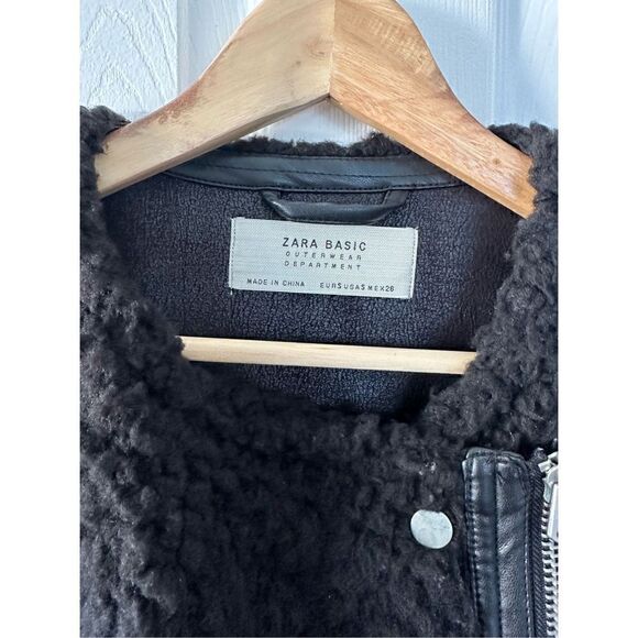 ZARA Faux Fur/Leather Motorcycle Vest Jacket - Picture 3 of 7